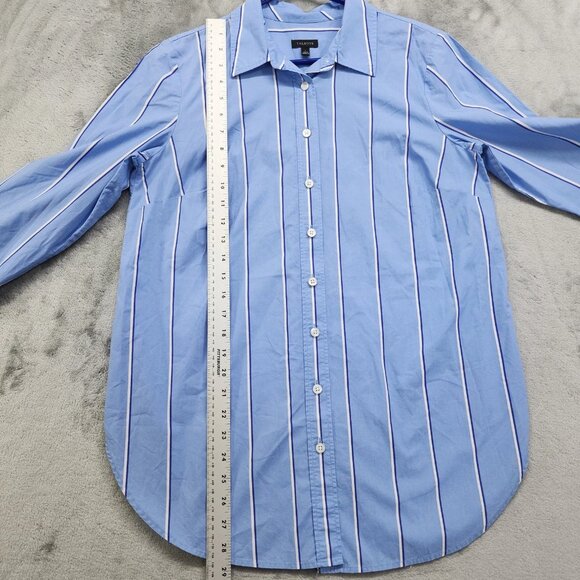 Talbots Top Womens S Blue Striped Classic Cotton Shirt Long Sleeve Button Up - Picture 4 of 7